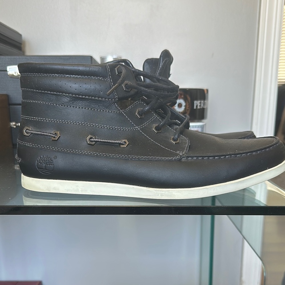 Timberland Black Leather Boat Shoes